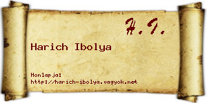 Harich Ibolya névjegykártya